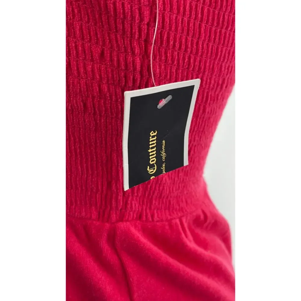 Juicy Couture Smocked Terry Cloth Maxi Dress Pink Womens Size Medium New Y2K